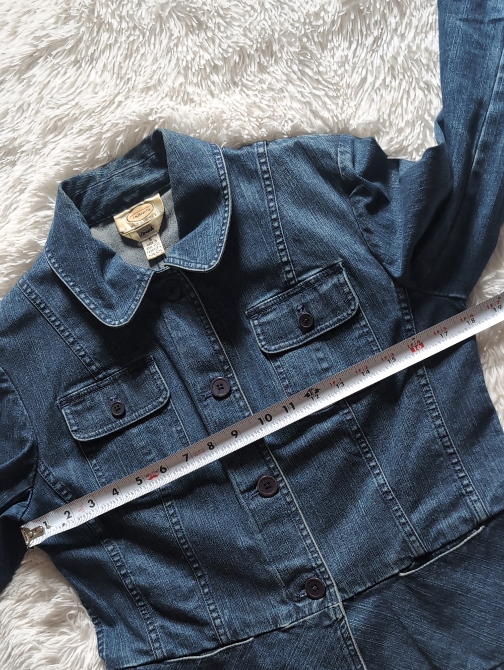Y2K Vintage Talbots Blue Stretch Denim Princess Seam Jean Jacket 6 Petite - Picture 11 of 13